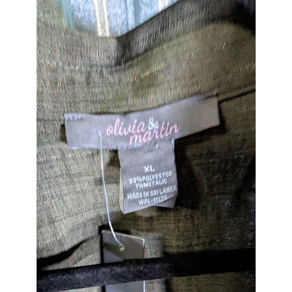 Olivia And Martin Gray Striped Button V-Neck Blouse Workwear Women's XL - Picture 3 of 6